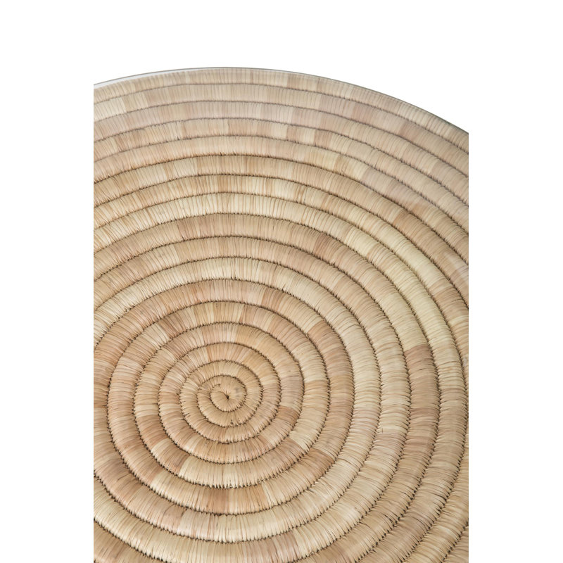 Malawi Woven Reed Coffee Table w/ Glass Top