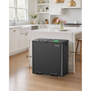 Dual Compartment Kitchen Trash Can, 2 x 10.5 Gallon Stainless Steel Garbage & Recycling Bin Combo for Kitchen, Soft Close Lids, Odor Proof, Hands Free