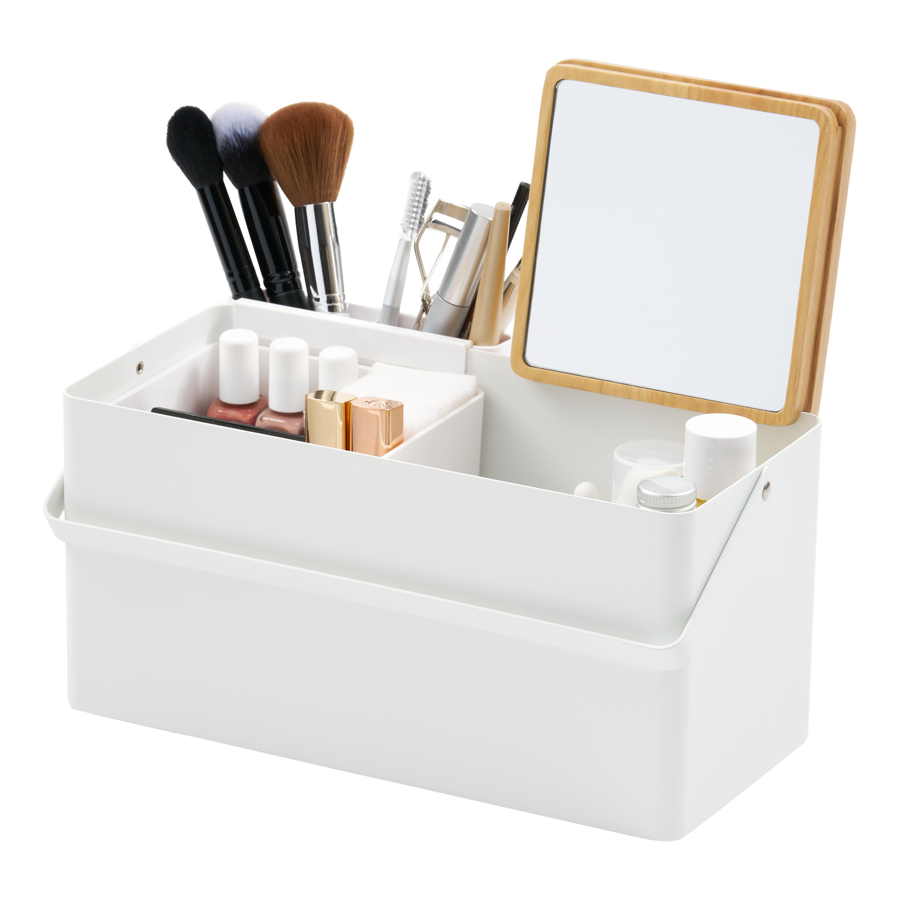 Yamazaki Home Large Makeup Organizer Cosmetic Caddy With Handle Vanity