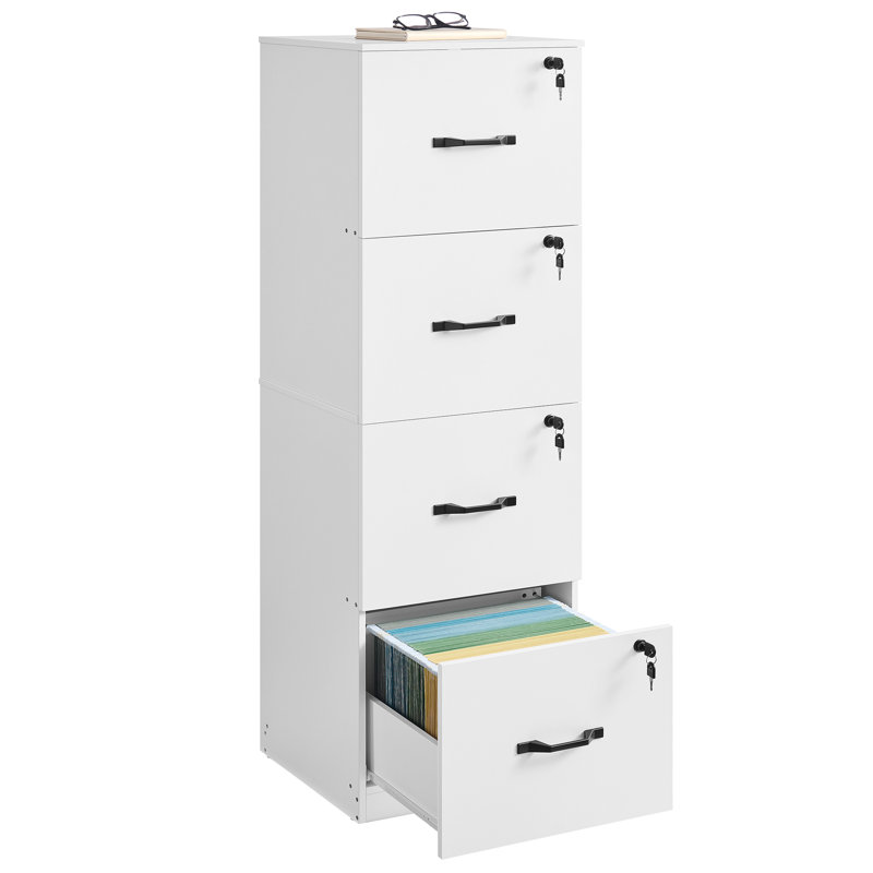 File Cabinet, Filing Cabinet For Home Office, Printer Stand, With 4 Lockable Drawers, Adjustable Hanging Rails, For A4 And Letter-Size Files