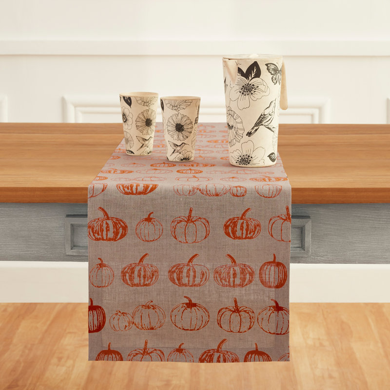 Patch - 100% Pure Linen Table Runner, Pumpkin, 60" x 14"