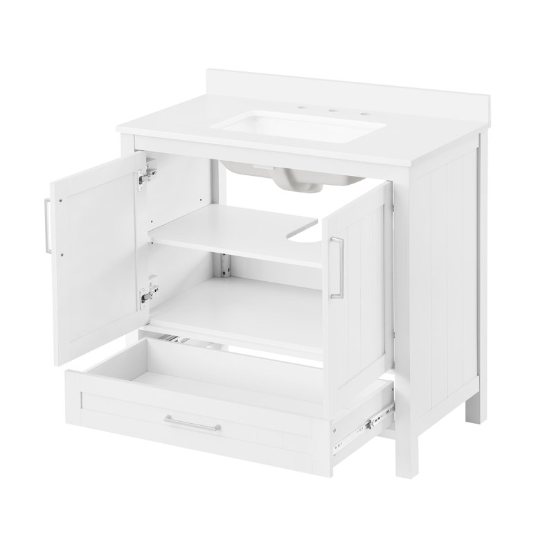 Kansas 35.98" Single Bathroom Vanity Set, White