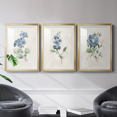 " Farmhouse Periwinkle I " 3 - Pieces Painting Print