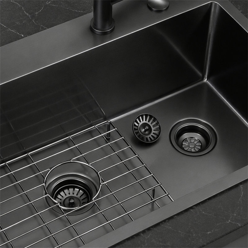 Évier de cuisine noir 27 en acier inoxydable 27 po - évier de cuisine 27 * 21 * 10 pouces à tablier frontal en acier inoxydable de calibre 16