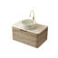 Meuble-lavabo moderne avec lavabo en céramique, meuble-lavabo en bois et finition chêne