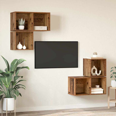 TV Cabinet Set 4 Pcs 37 X 37 X 72 Cm Engineered Wood