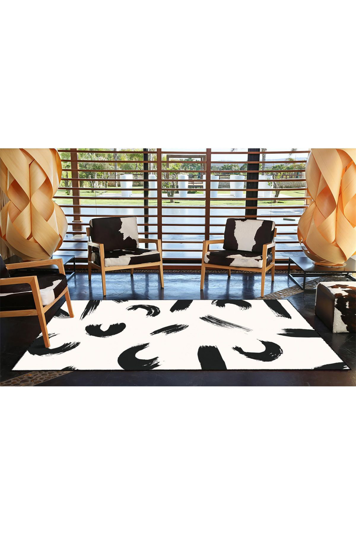 Spotted Outdoor Rug Hokku Designs Black Spotted Patterned Woven Base Washable Rug - Wayfair ...