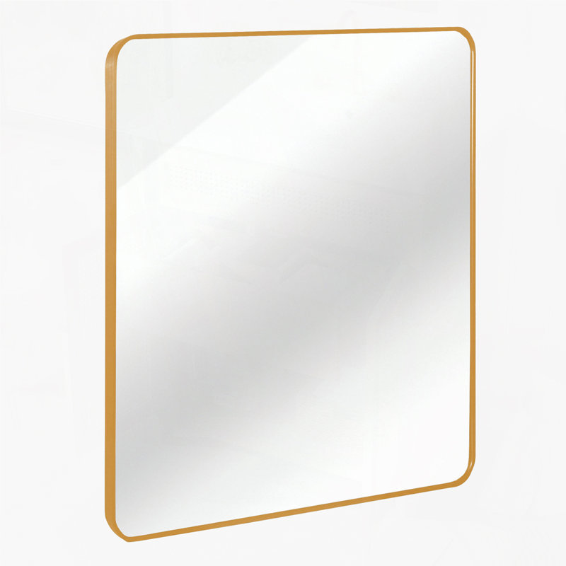 Metal Framed Square Bathrrom Mirror for Wall, Gold