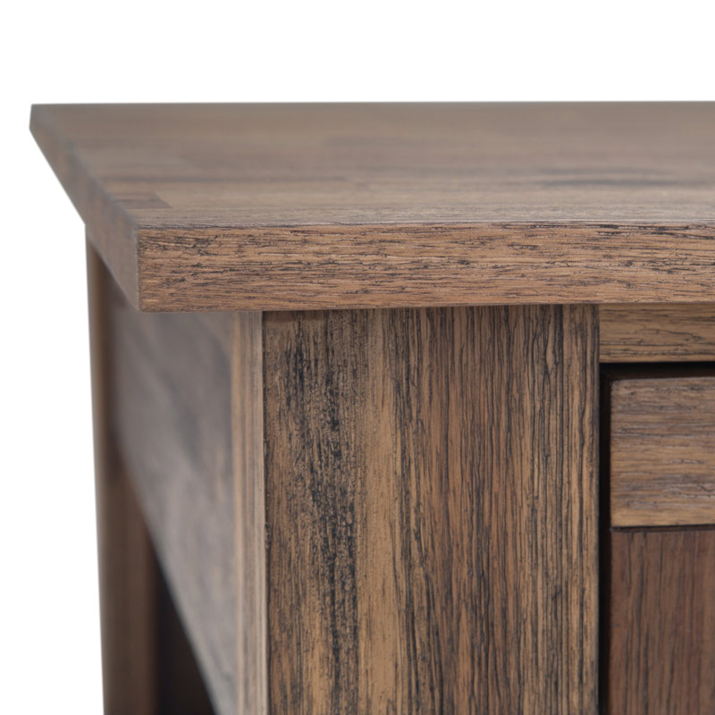 Table basse carrée rustique en bois d'acacia massif l 38 po avec 2 tiroirs et tablette ouverte Monroe