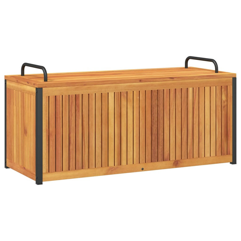 Coffre de rangement extérieur en acacia massif avec poignées en acier WALPLUS 43,3 po x 17,7 po x 16,5 po