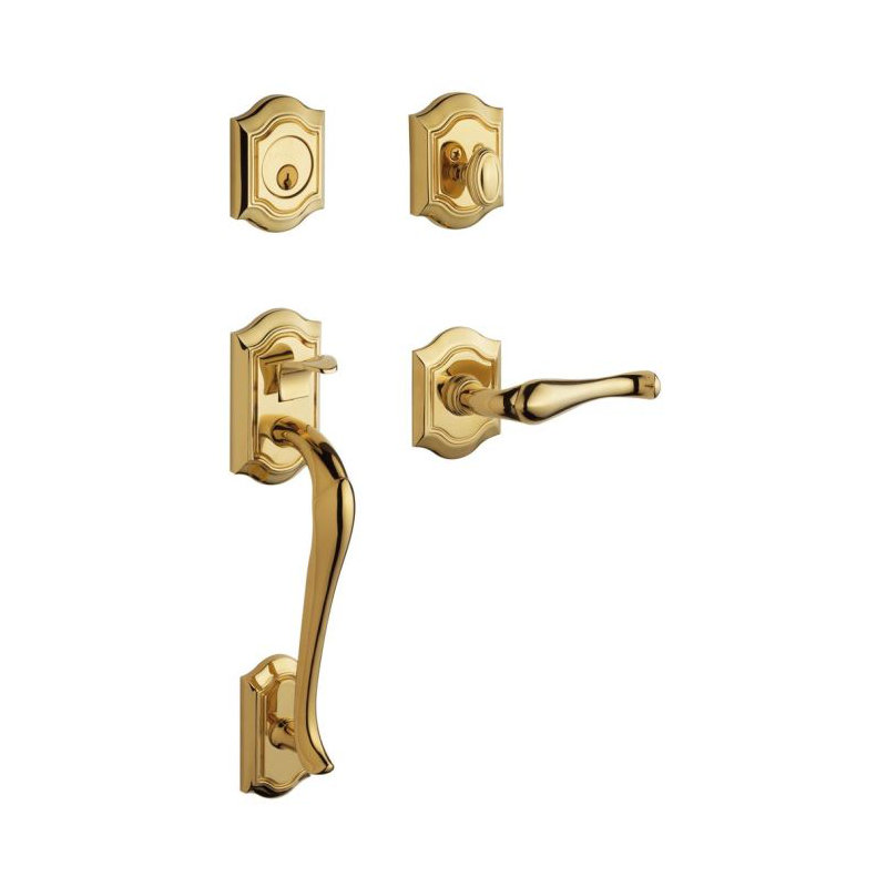 Complete Inactive Bethpage Dummy Handleset with Lever and Rosette, Right, Lifetime (PVD) Polished Brass