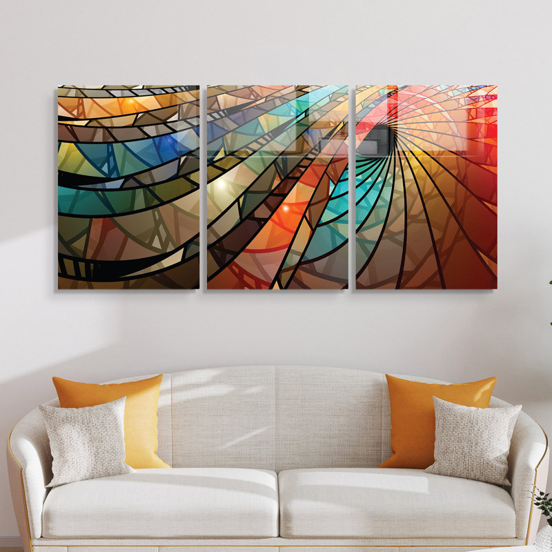 3 Piece No Frame Print on Glass, 45cm H x 65cm W x 0.4cm D