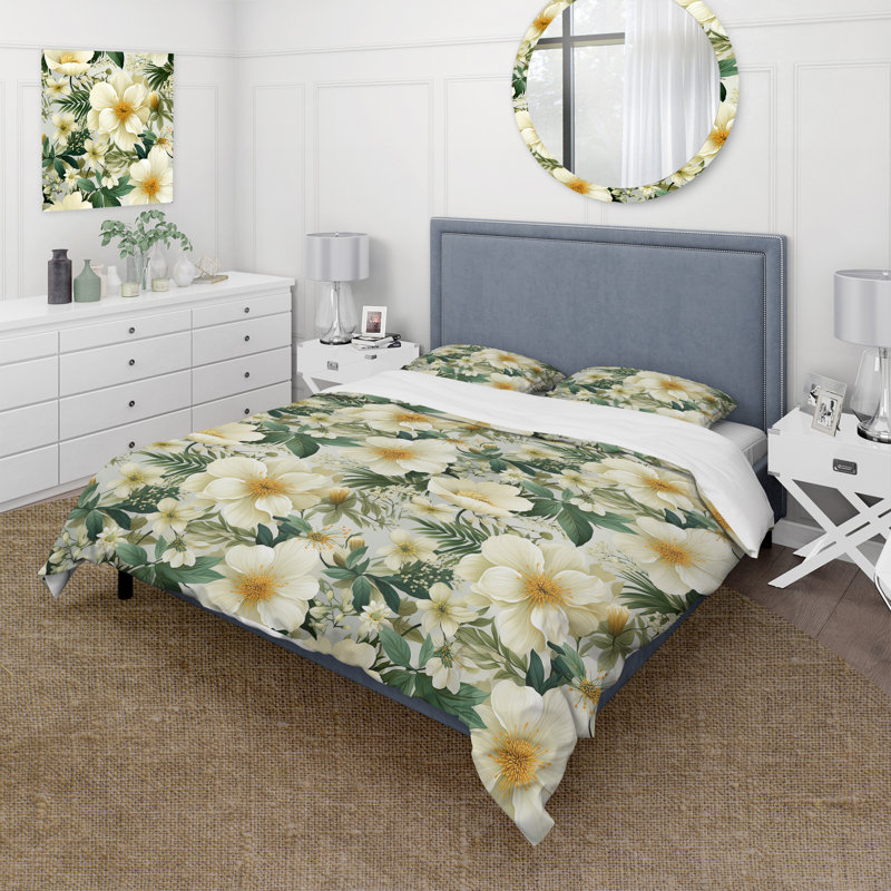 Boho Botanical Oasis Palm III - Ensemble de housse de couette tropical, Housse de couette pour très grand lit et 2 très
