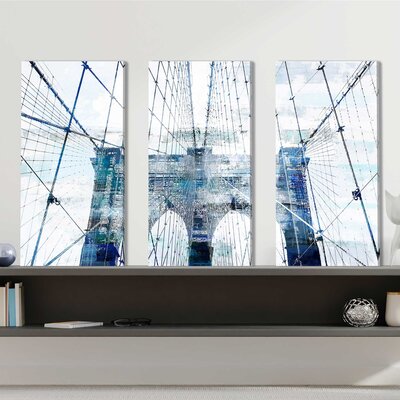 Brooklyn Bridge 1 by PPI Studios - 3 Piece Wrapped Canvas Painting Print Set -  Red Barrel StudioÂ®, 12D4E1E769B34686A9D49A3BAA94A335