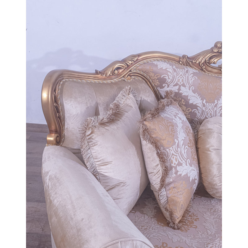 Sofa, Brown Linen Blend, Gold