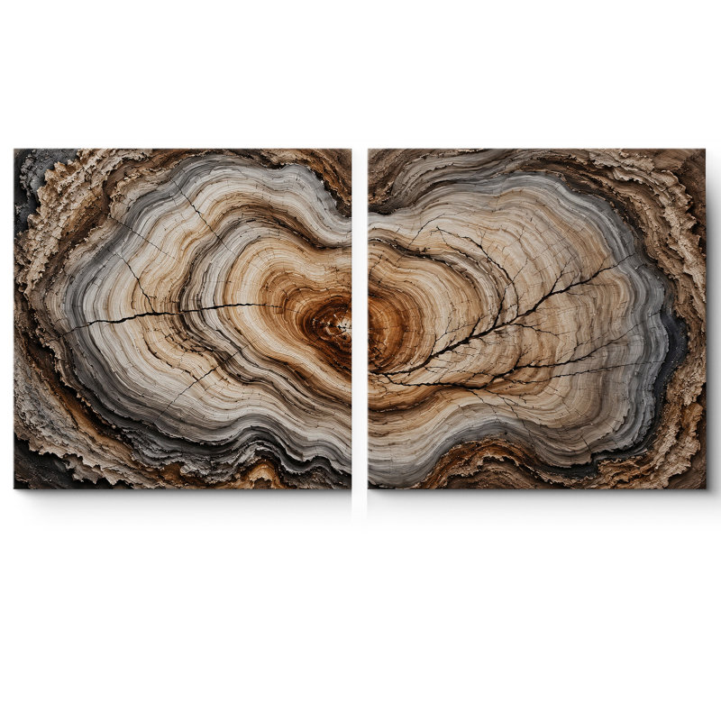 Anneau d'arbre naturel en coupe transversale avec grain de bois rustique, Toile tendue, H 24 po x l 24 po x P 1,5 po