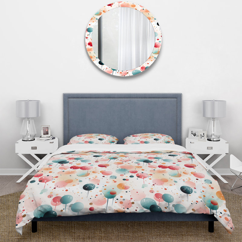 Literie à pois Ethereal Whispers, Housse de couette simple + 1 taie décorative stan