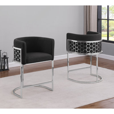 Upholstered Barstool (29") & Counterheight (24") With Teddy Fabric And Honey Comb Back Design