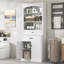 Armoire de rangement durable en panneau de fibres à densité moyenne avec deux portes, tiroirs, tablette réglable et trois tablettes ouvertes pour une vie organisée