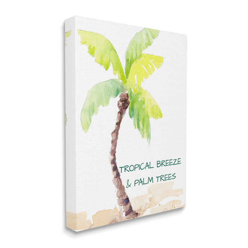 Tropical Breeze & Palm Trees Green Canvas Wall Art, 16 x 20