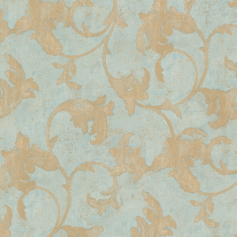Rouleau de papier peint L 32,7 pi x l 20,5 po Hoffman, Bleu / doré