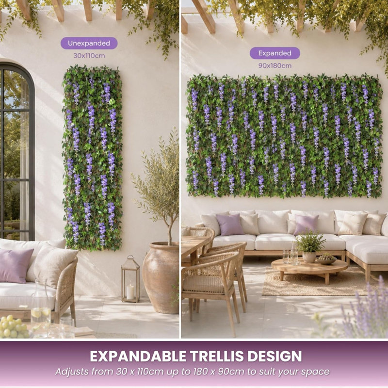 Artificial Fence Screening with Flowers Wisteria Trellis