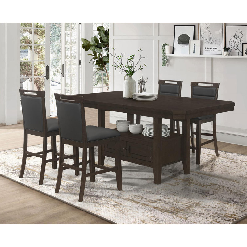 Elahni Counter Height Dining Set in Brown and Black, 5