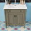 Meuble-lavabo rustique avec lavabo en céramique, tablettes réglables et portes à fermeture en douceur-1136349800