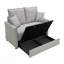 Canapé-lit modulaire en chenille gris avec rangement et 2 coussins décoratifs
