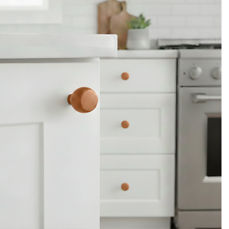 Bouton d'armoire rond en aluminium de style moderne Mid-Century ROUS Hardware, cuivre (brun), 1 pièce, Cuivre (brun)