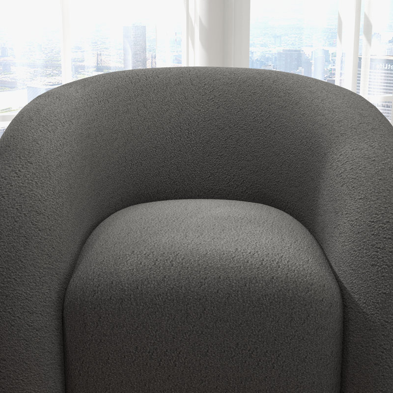 Fauteuil demi-tonneau pivotant rembourré Coyle, Polyester gris, 1