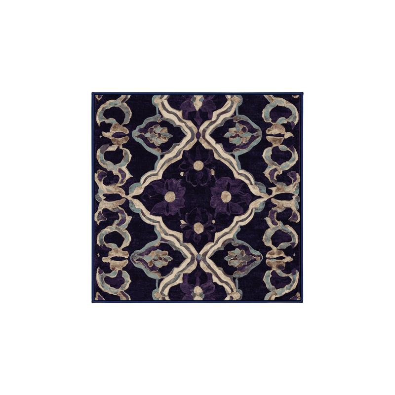 Machine Washable Purple Area Rug, Square 4'