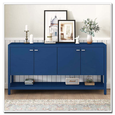 Wood Storage Console Table with Cabinet