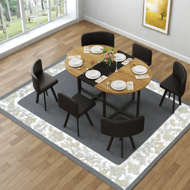 Ensembles de table de salle à manger modernes en bois durable et en métal noir pour les espaces compacts