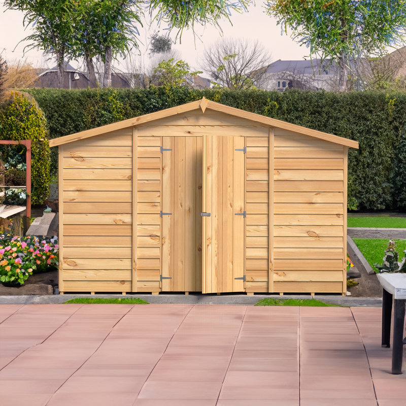 Garden Value 10 ft. W x 10 ft. D Overlap Apex Wooden Shed, No