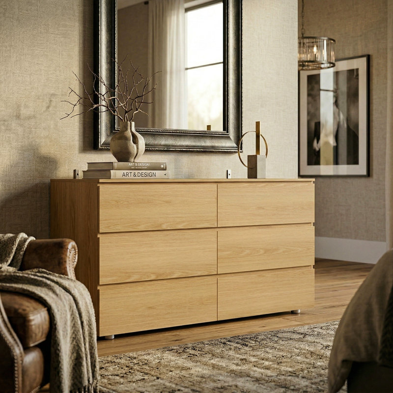 6-Drawer Dresser With Strong Storage, Yellow