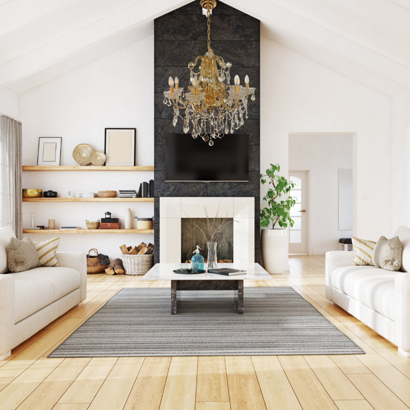 Lustre en cristal 8 lumières Cotten, Doré, 8 lumières, H 32 po x l 30 po x P 30 po
