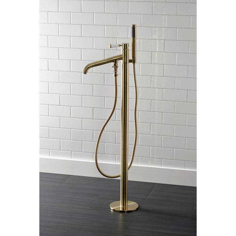 Kingston Brass Paris Single-Handle 1-Hole Freestanding Tub Faucet, Brushed Brass