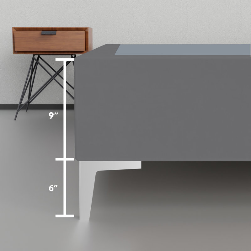 Lit plateforme Jhamel, Double, Gris foncé