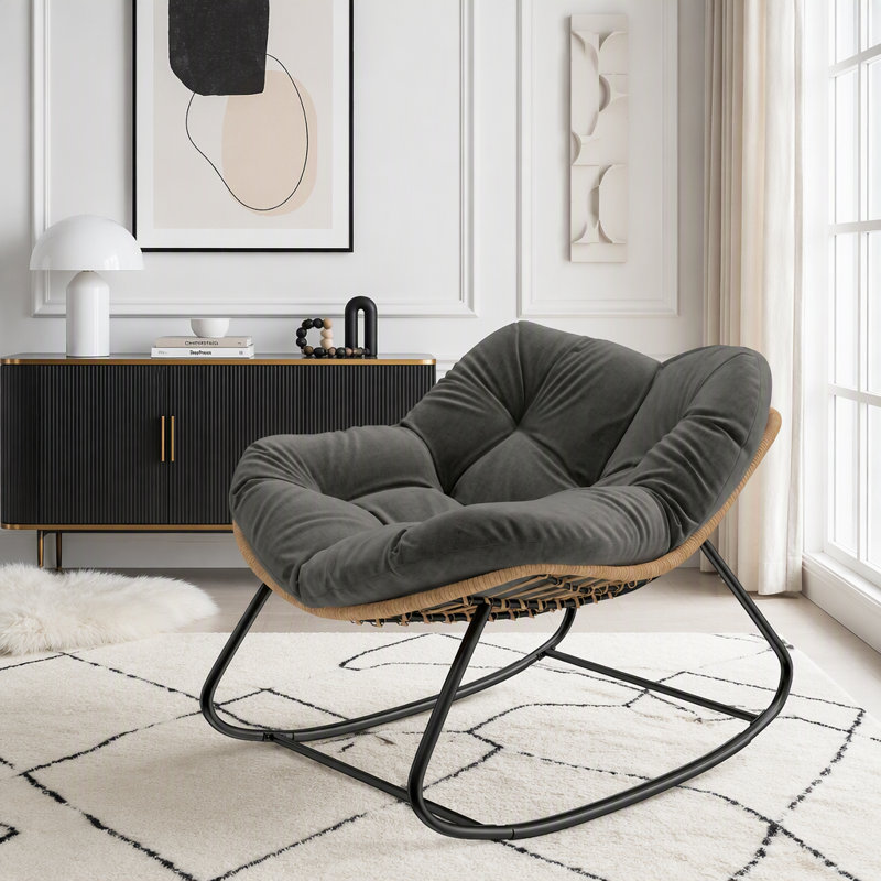 Chaise berçante Outsunny Papasan, chaise berçante Papasan, Dark Gray