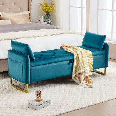 Soraiya 65'' Upholstered Storage Bench With Two Pillows