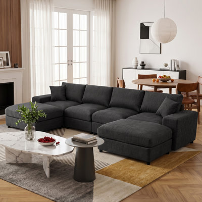 Canapé modulaire en forme de U à assise profonde en forme de U de 134 po avec repose-pieds et repose-pieds réversible de 134 po