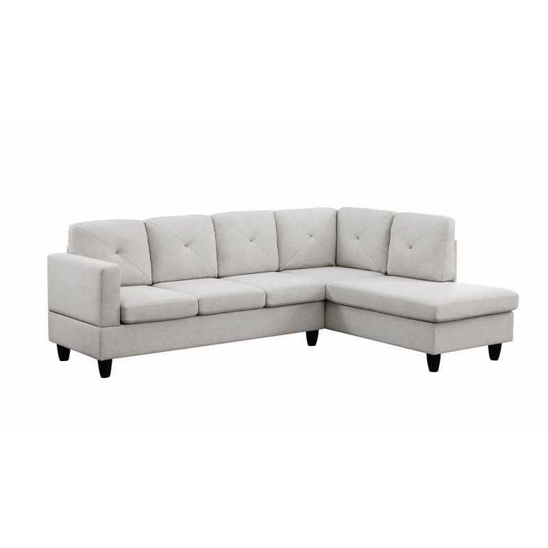 Arsalan 2 - Piece Upholstered Sectional, Light Gray 100% Linen