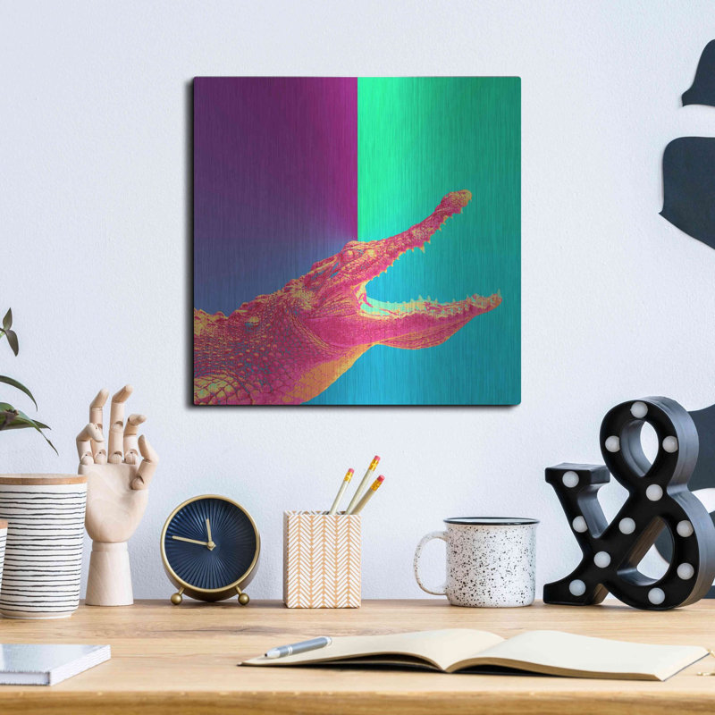 «Alligator Crush», art mural en métal, H 12 po x l 12 po
