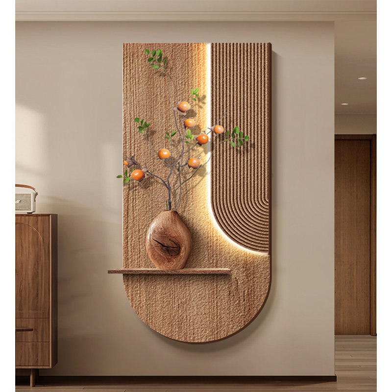 Décoration murale de style zen avec lumières DEL persimmon et porte-bonheur, H 39,37 po x l 19,69 po x P 1,57 po