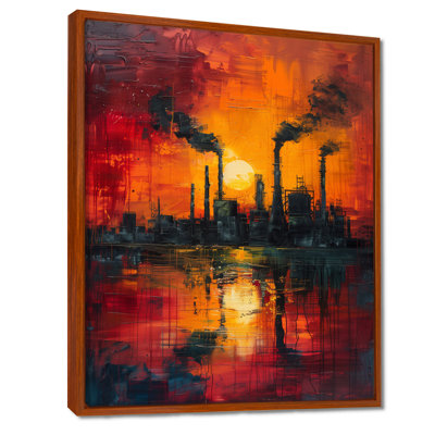 Art industriel rouge «Polution I» - usines
