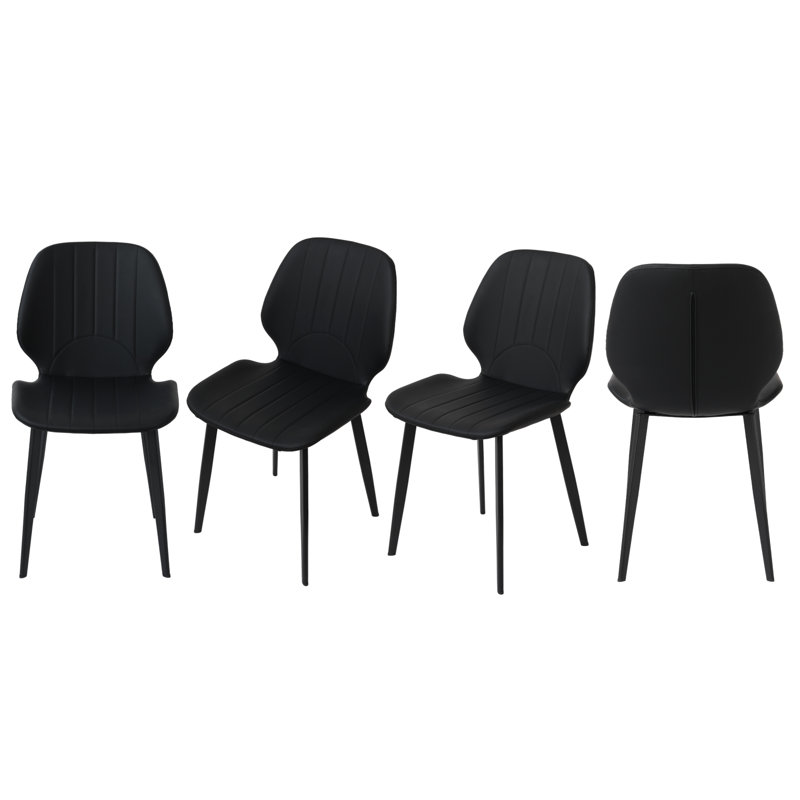Faux Leather Upholstered Side Chair, Black