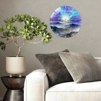 12" Round Tempered Glass Wall Clock with Silent Quartz Movement