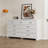 White Nine-Drawer Dresser - Spacious Storage With Black Handles & Smooth Slideways
