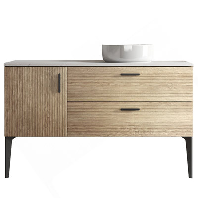 Emilia 48" Striped Natural Oak Bathroom Vanity With Sink, Without Drainage And Faucet, Freestanding Bathroom Cabinet For Modern Bathroom